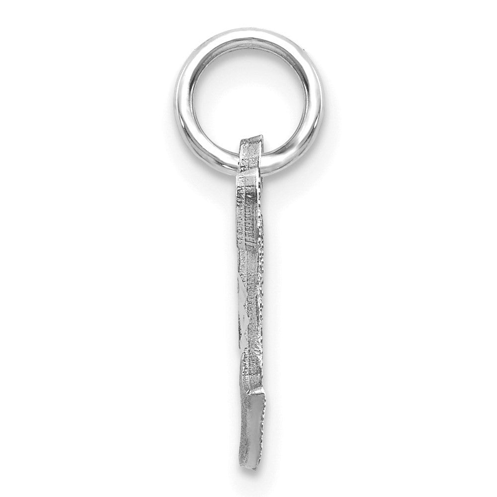 14k White Gold Diamond-cut Letter T Initial Charm Pendant