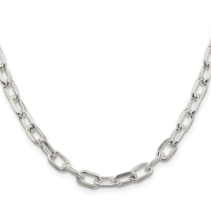 Sterling Silver 6.65mm Diamond-cut Long Link Cable Chain Necklace 20"