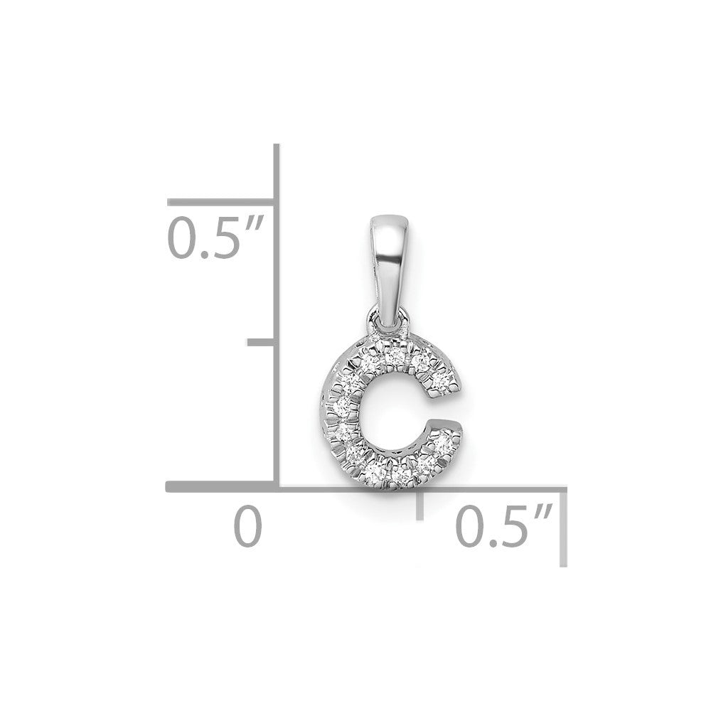 14k White Gold Diamond Letter C Initial with Bail Pendant