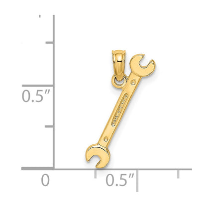 14k Yellow Gold 3-D Double Open-Ended Wrench Charm Pendant