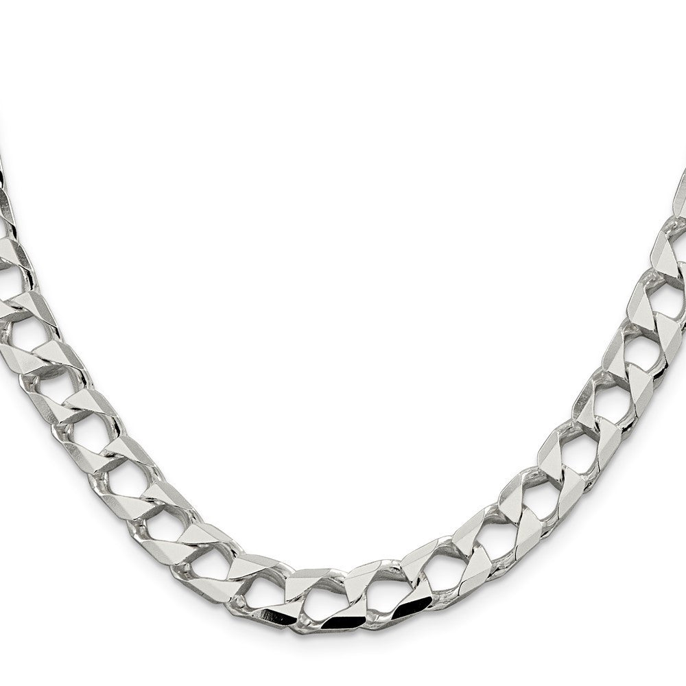 Sterling Silver 8.6mm Diamond-Cut Square Curb Chain Necklace 22"