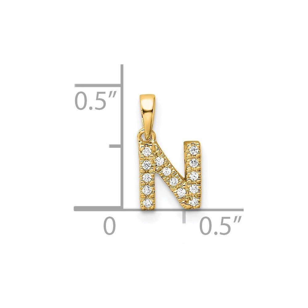 14k Yellow Gold Diamond Letter N Initial with Bail Pendant