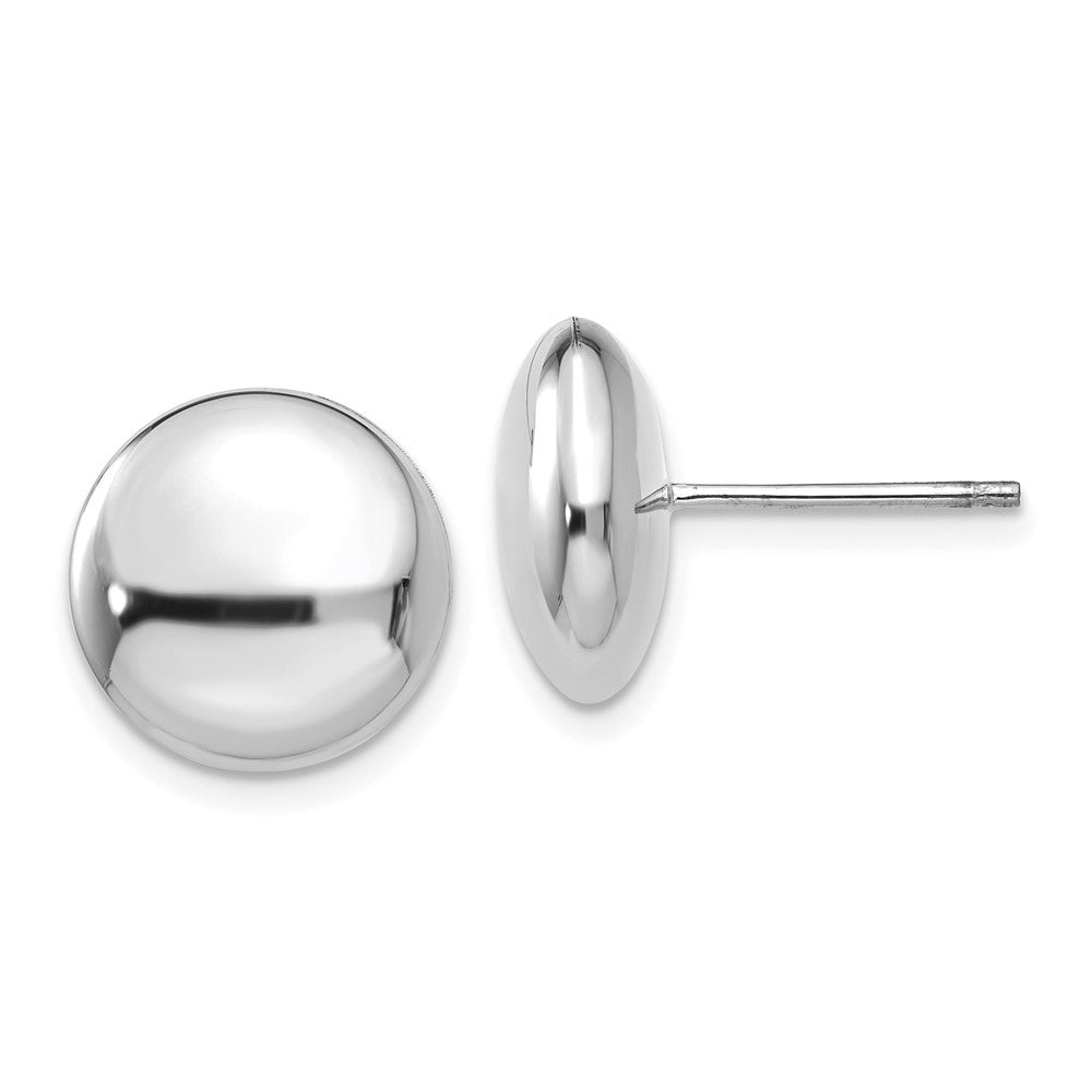 14k White Polished 12mm Button Stud Earrings