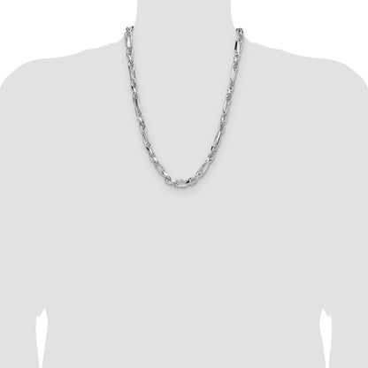 Sterling Silver 7mm Diamond-Cut Figarope Chain Necklace 24"