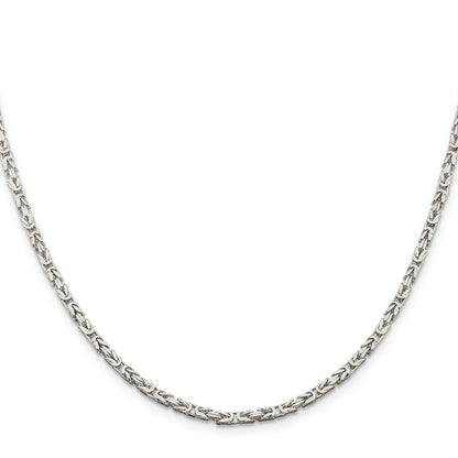 Sterling Silver 2.5mm Byzantine Chain Necklace 22"