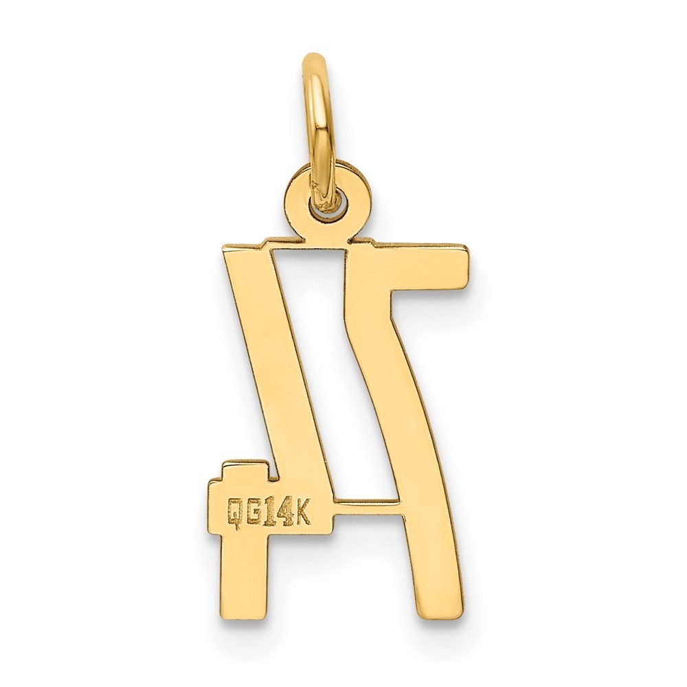 14k Yellow Gold Small Elongated Number 74 Charm Pendant