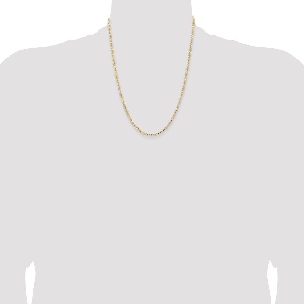 14k Yellow Gold 2.85mm Semi-Solid Curb with Lobster Clasp Chain Necklace 22"