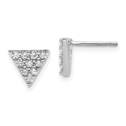 14k White Gold Diamond Triangle Stud Earrings