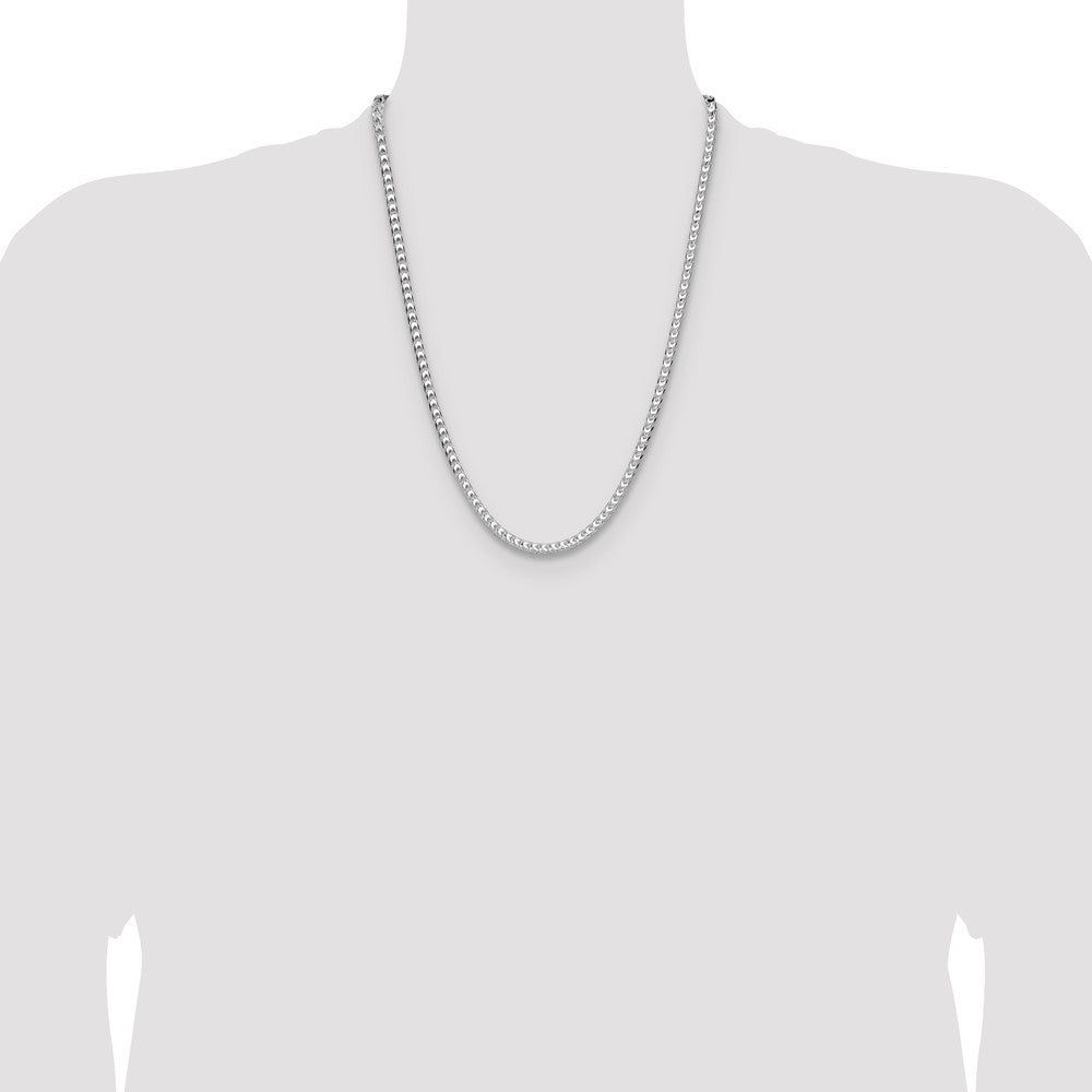 Sterling Silver 4.7mm Diamond-Cut Square Franco Chain Necklace 24"