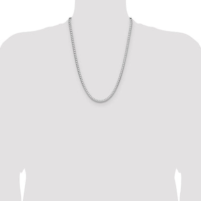 Sterling Silver 4.7mm Diamond-Cut Square Franco Chain Necklace 24"