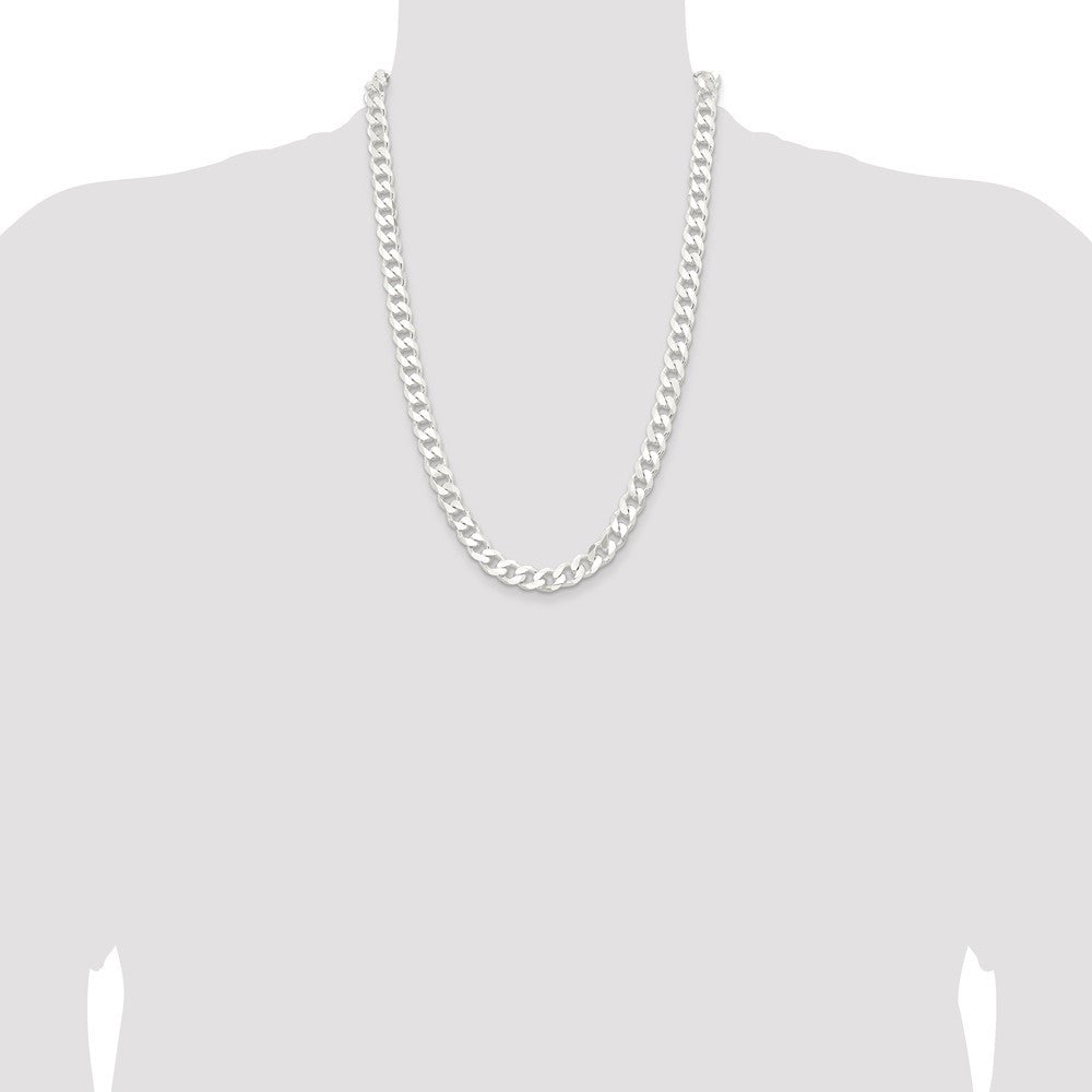 Sterling Silver 9.3mm Curb Chain Necklace 24"