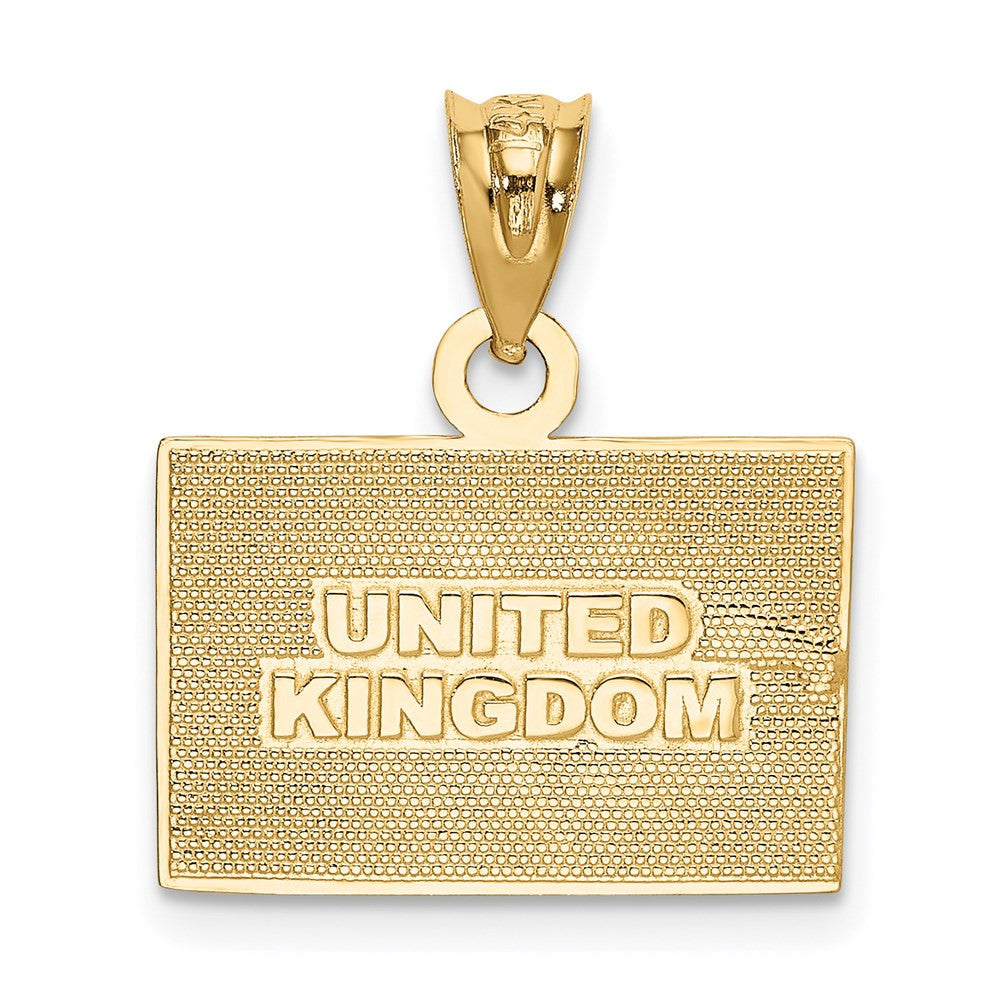 14k Yellow Gold Rhodium Solid Enameled United Kingdom Flag Pendant