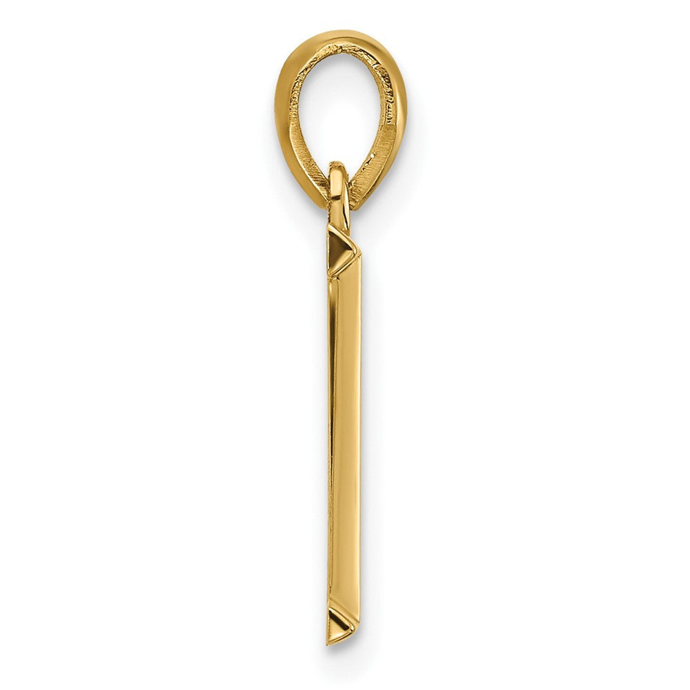 14k Yellow Gold Fancy Letter I Initial Pendant