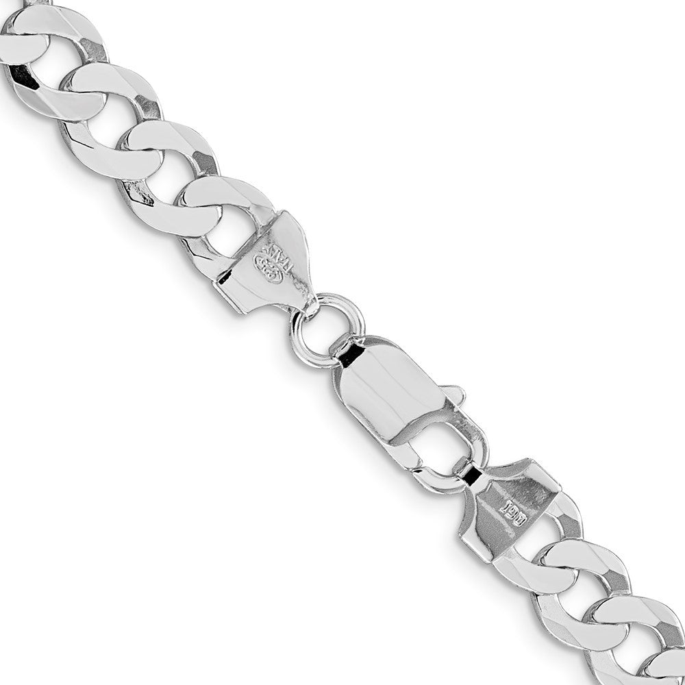 Sterling Silver Rhodium-plated 7.5mm Flat Curb Chain Necklace 28"
