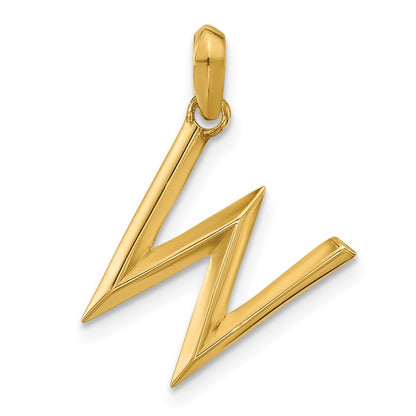 14k Yellow Gold Fancy Letter W Initial Pendant