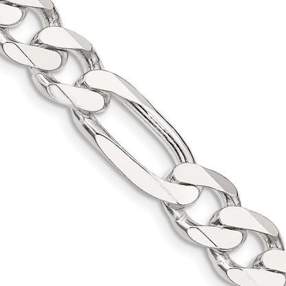 Sterling Silver 9mm Figaro Chain Necklace 30"