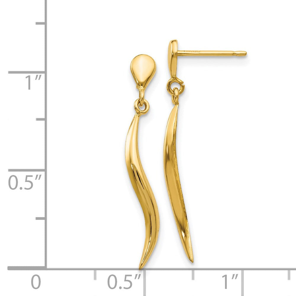 14k Yellow Gold Polished Fancy Dangle Earrings