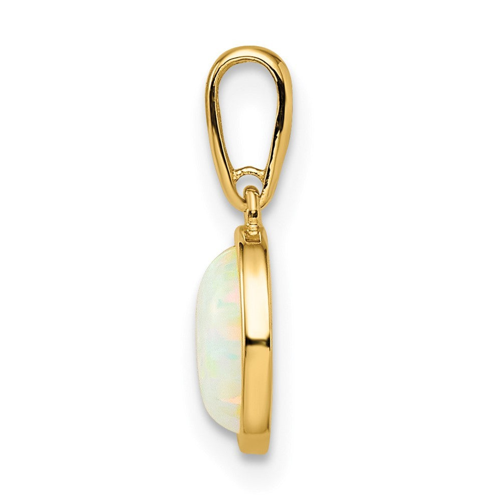 14k Yellow Gold Lab Created Opal Pendant