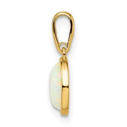 14k Yellow Gold Lab Created Opal Pendant