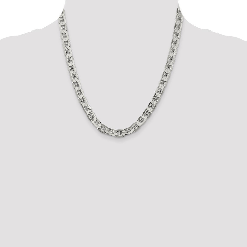 Sterling Silver 7mm Flat Anchor Chain Necklace 20"