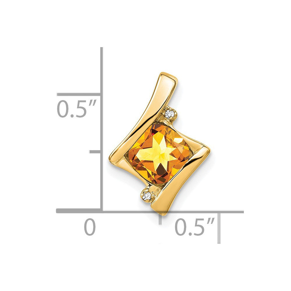 14k Yellow Gold Citrine and Diamond Pendant