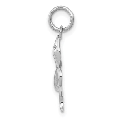 14k White Gold Solid Polished Snake Charm Pendant