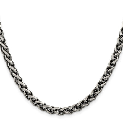 Sterling Silver Antiqued 6mm Round Spiga Chain Necklace 20"