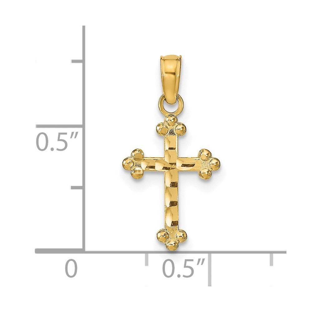 14k Yellow Gold Diamond-Cut Cross Pendant
