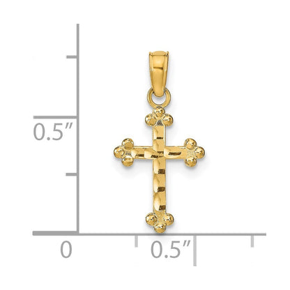 14k Yellow Gold Diamond-Cut Cross Pendant