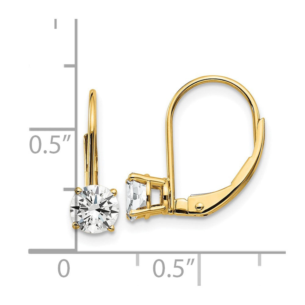 14k Yellow Gold 5mm Cubic Zirconia Leverback Dangle Earrings