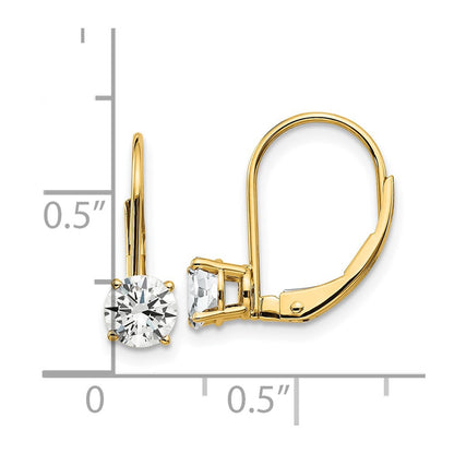 14k Yellow Gold 5mm Cubic Zirconia Leverback Dangle Earrings