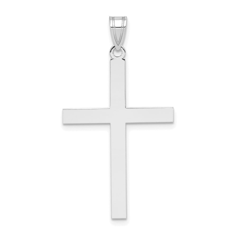 14k White Gold Engravable Cross Charm Pendant