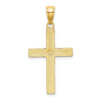 14k Yellow Gold Tubular Cross Charm Pendant