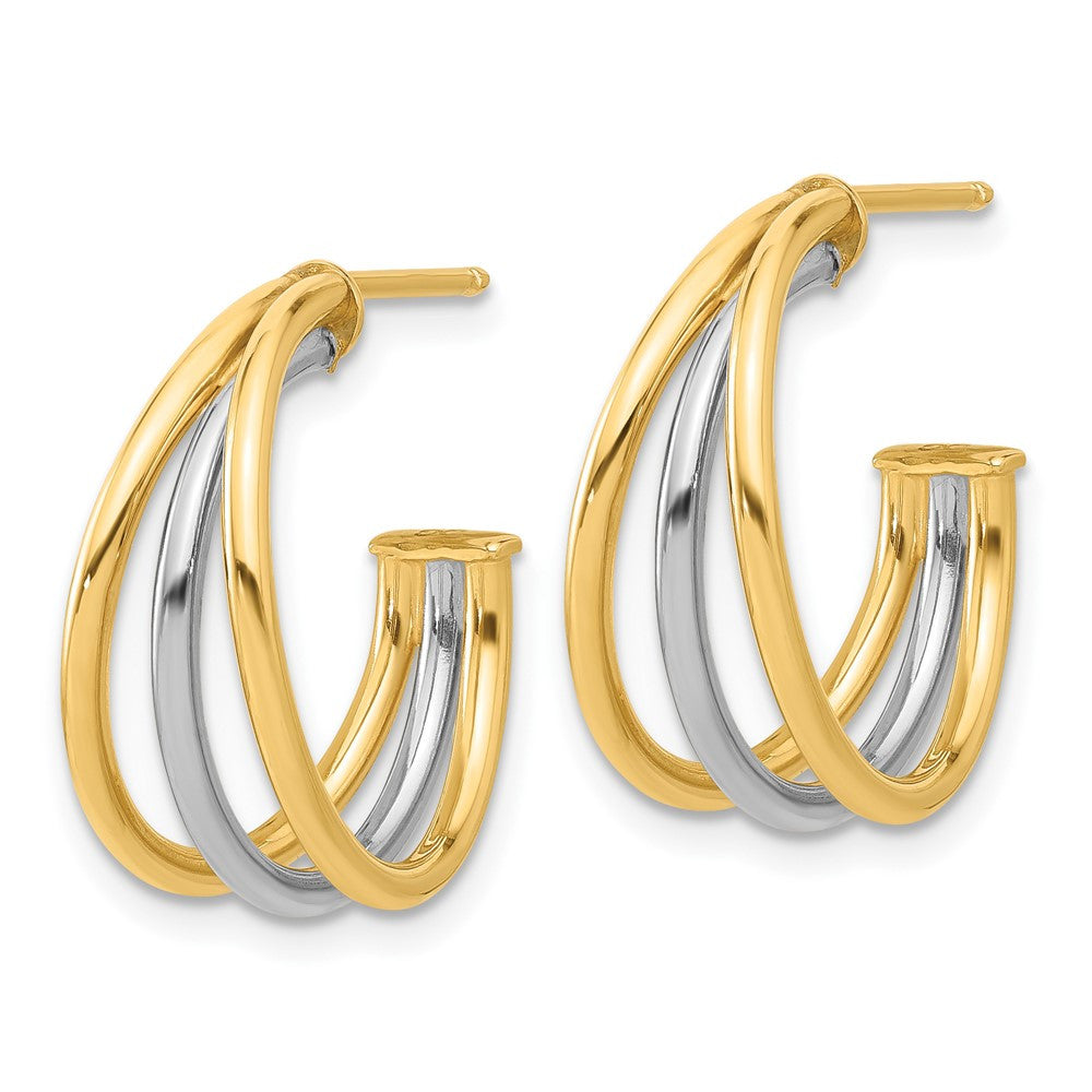14K Two-tone Polished Multi Row Hoop Earrings