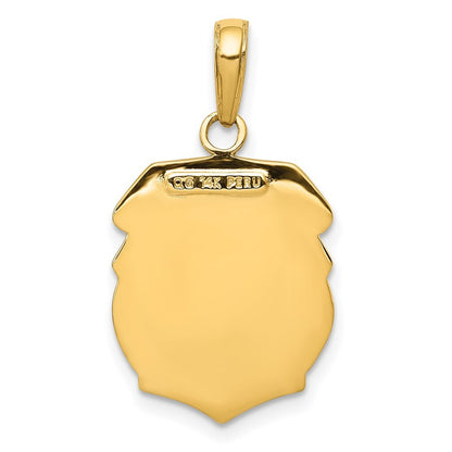 14k Yellow Gold Saint Michael Medal Badge Pendant