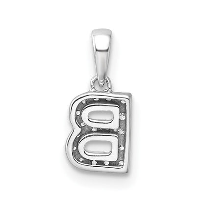 14k White Gold Diamond Letter B Initial with Bail Pendant