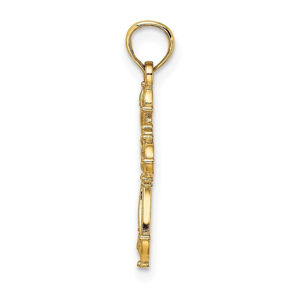 14k Yellow Gold Cut-Out Fancy Cross Charm Pendant