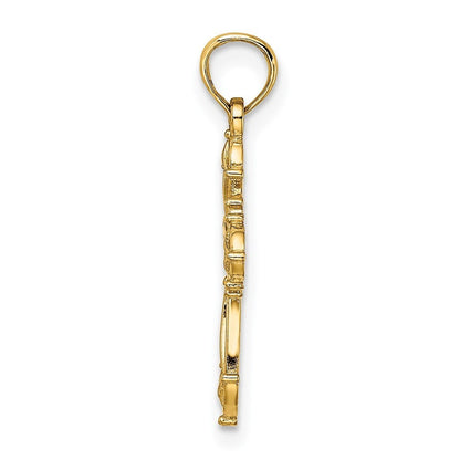 14k Yellow Gold Cut-Out Fancy Cross Charm Pendant