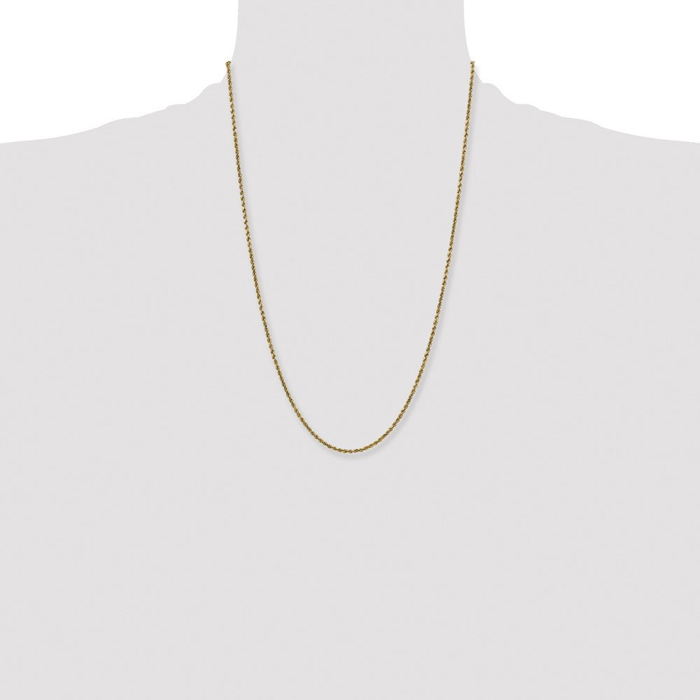 14k Yellow Gold 2.25mm Semi Solid Diamond-cut Rope Chain Necklace 24"