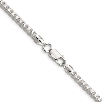 Sterling Silver 4.0mm Diamond-Cut Square Franco Chain Necklace 24"