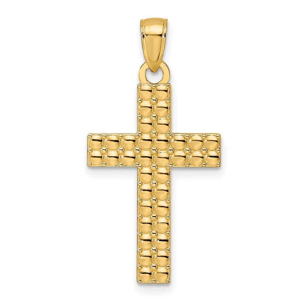 14k Yellow Gold Polished & Textured Cross Pendant