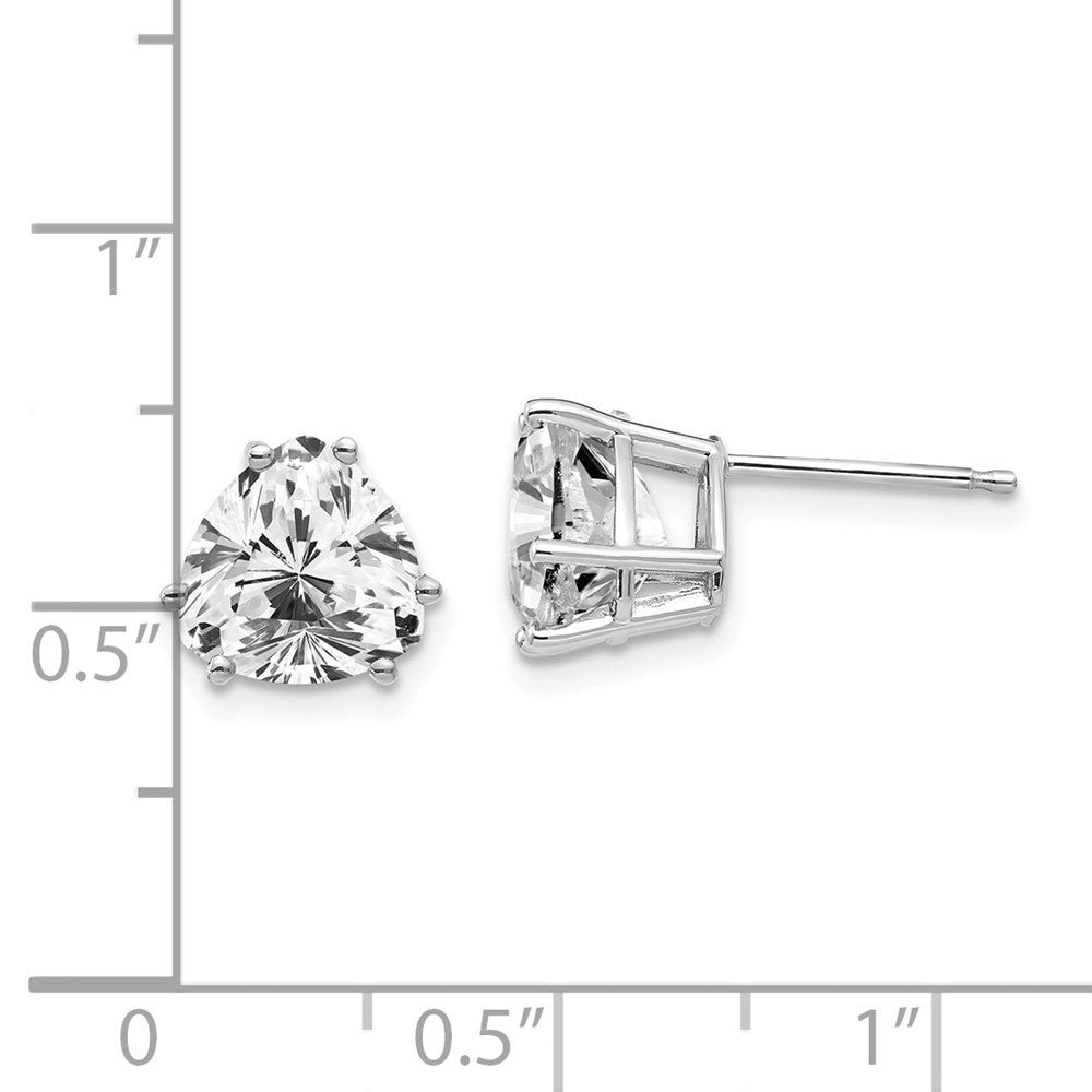 14k White Gold 8mm Trillion Cubic Zirconia Stud Earrings