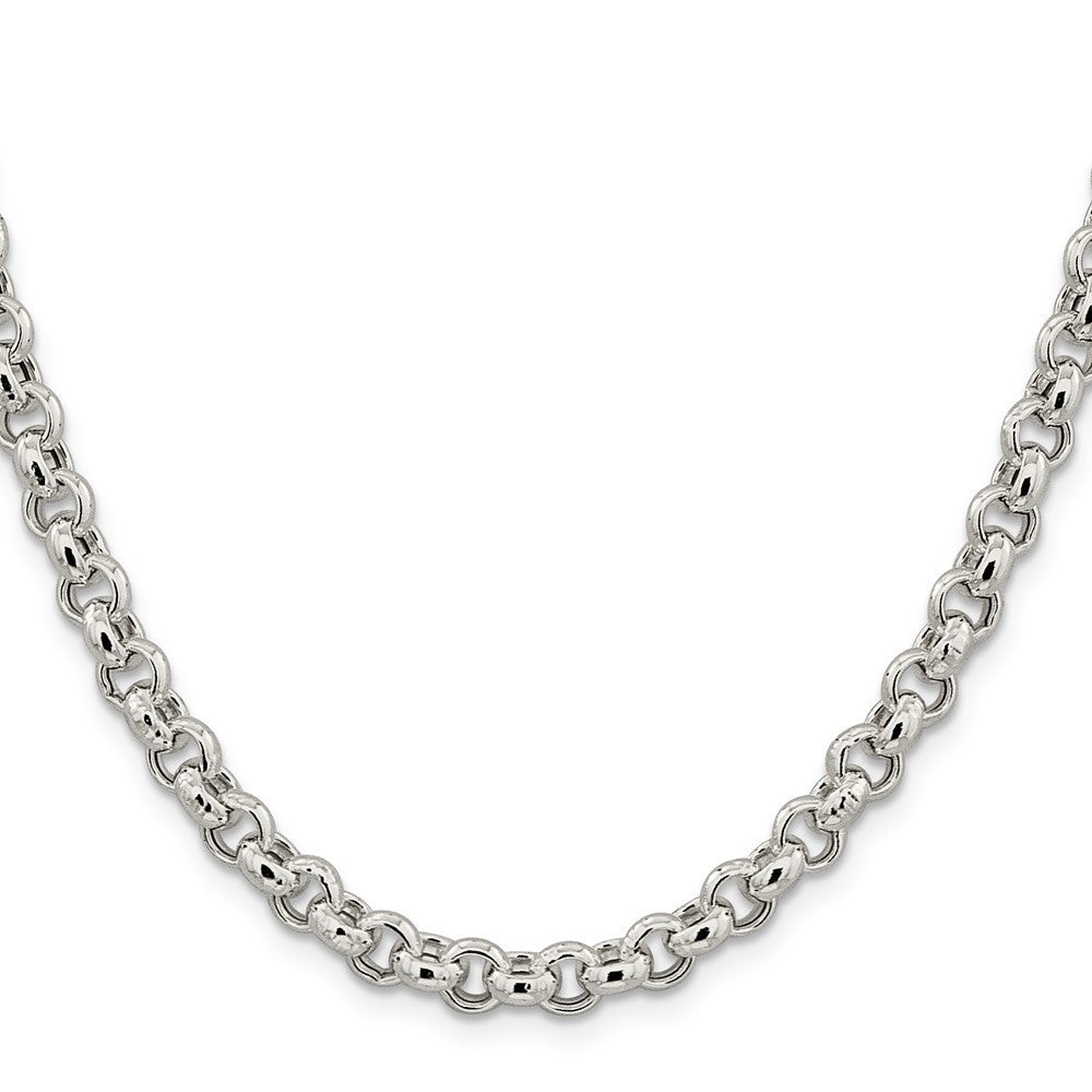 Sterling Silver 6.5mm Semi-solid Rolo Chain Necklace 24"