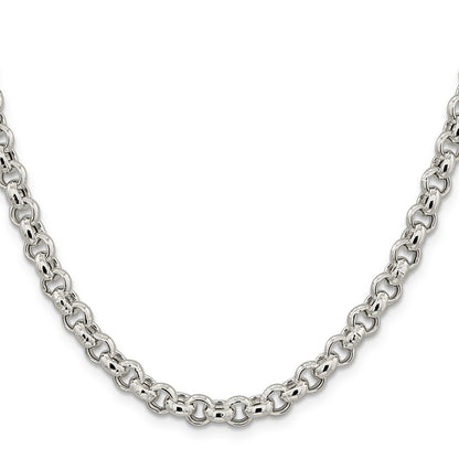 Sterling Silver 6.5mm Semi-solid Rolo Chain Necklace 24"