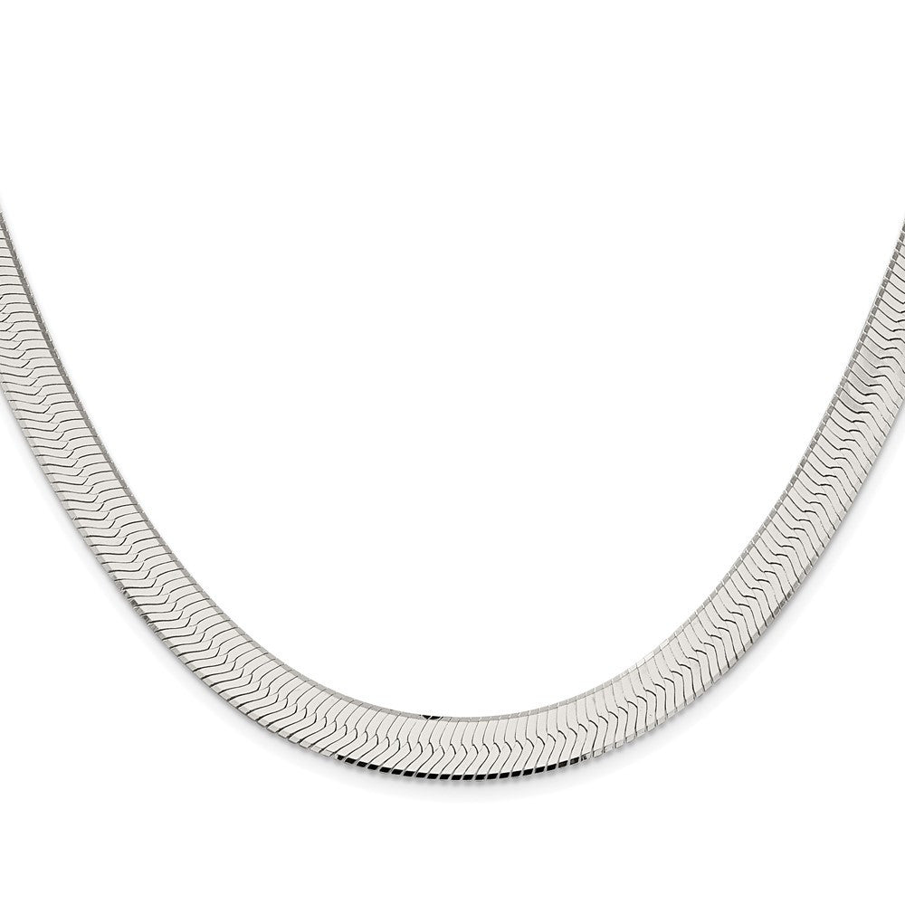 Sterling Silver Rhodium-plated 8.75mm Magic Herringbone Chain Necklace 20"