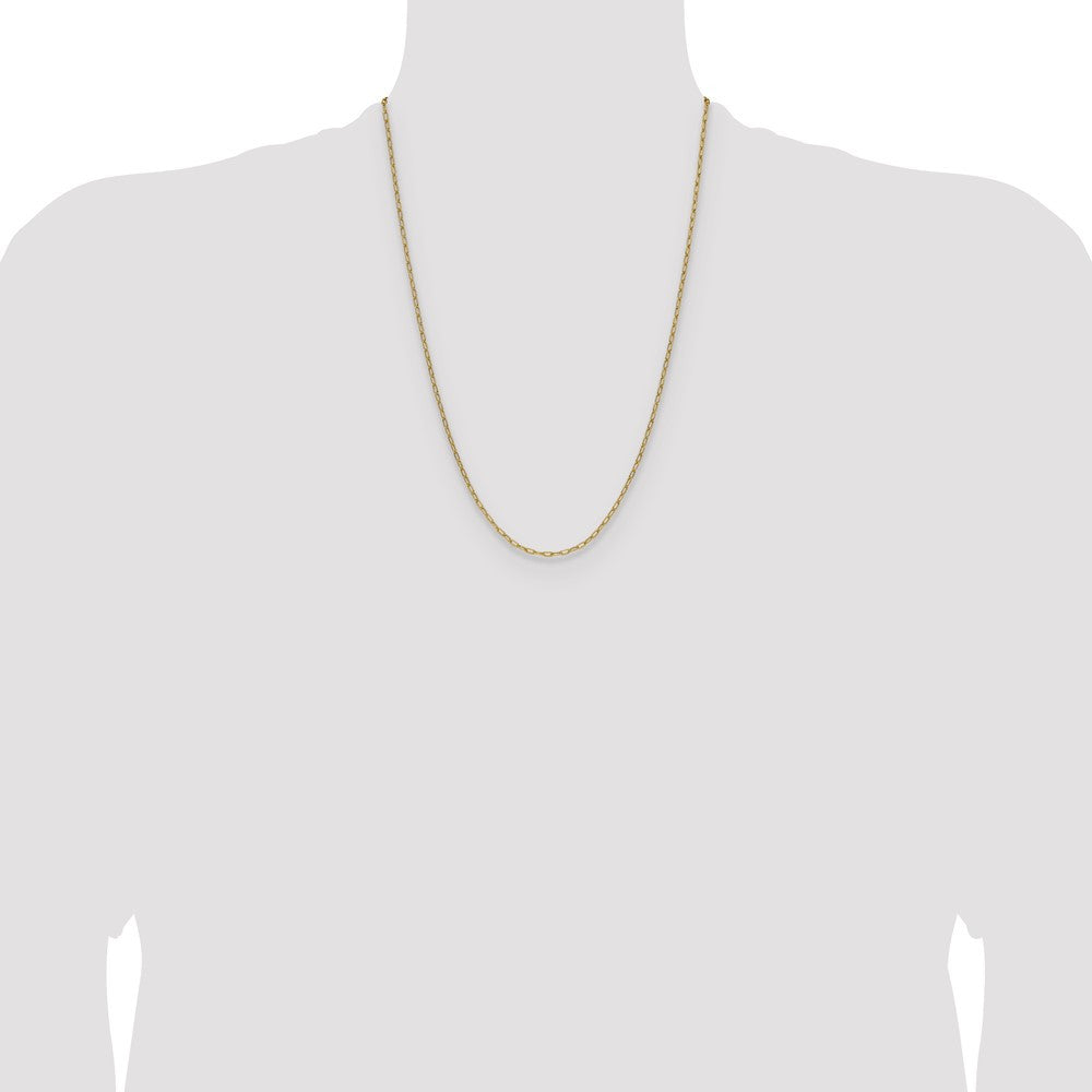 14k Yellow Gold 2.2mm Semi-Solid Beveled Paperclip Chain Necklace 24"
