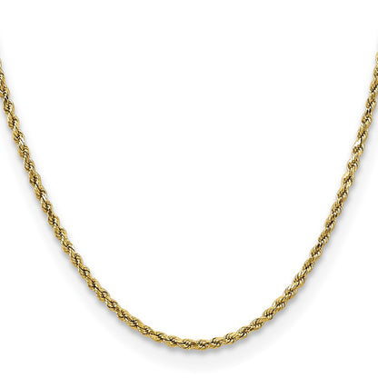 14k Yellow Gold 2.5mm Semi Solid Diamond-cut Rope Chain Necklace 18"