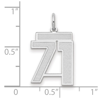 14k White Gold Medium Satin Number 71 Charm Pendant