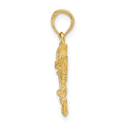 14k Yellow Gold Polished Bass Fish Pendant