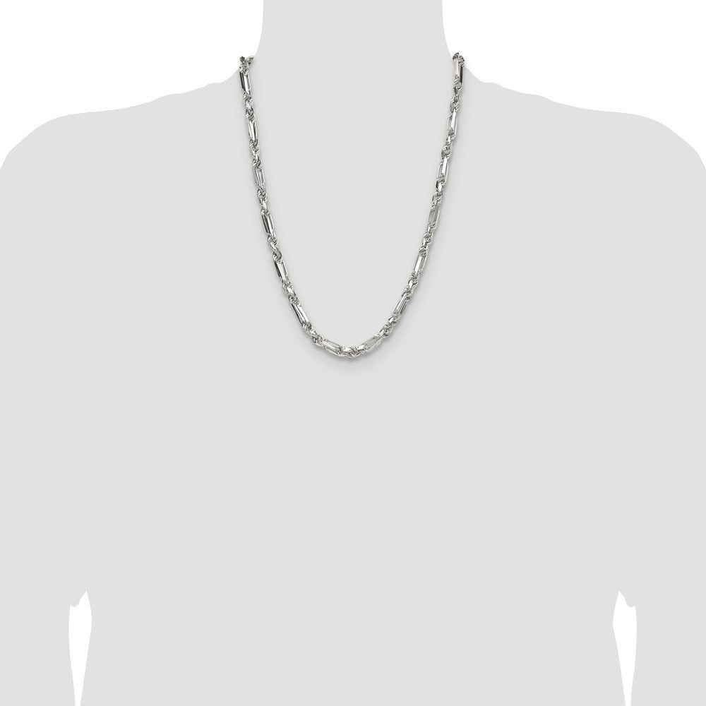 Sterling Silver 6mm Diamond-Cut Figarope Chain Necklace 24"